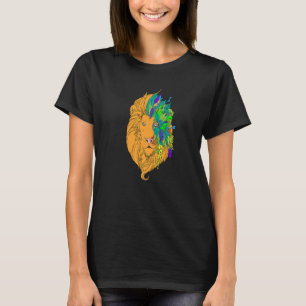 Cooler Löwenkopf Graphic Bright Colorful T-Shirt