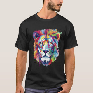 Cooler Löwenkopf mit leuchtend farbenfroh T-Shirt