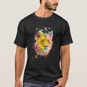 Cooler Löwenkopf mit leuchtendem Farbton 3 T-Shirt