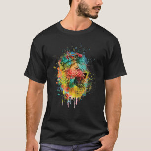 Cooler Löwenkopf mit leuchtendem Farbton 6 T-Shirt