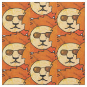 Cooler Löwenkopf Orange Zeichnend Muster Kids Stoff (Nahaufnahme)