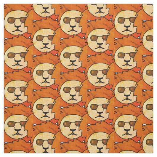 Cooler Löwenkopf Orange Zeichnend Muster Kids Stoff (Muster)