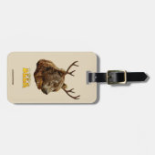 Cooler lustiger Bier-Rotwild-Bär mit Gepäckanhänger (Vorderseite horizontal)
