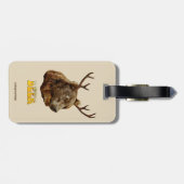 Cooler lustiger Bier-Rotwild-Bär mit Gepäckanhänger (Rückseite horizontal)