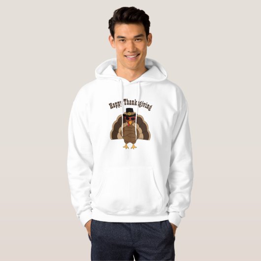 Cooler lustiger Truthahn Happy Thanksgiving benutz Hoodie (Vorne ganz)