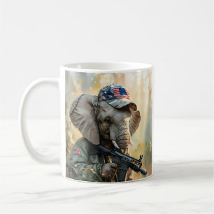 Cooler MAGA-Elefant mit Gun & Camouflage AMERICA Kaffeetasse