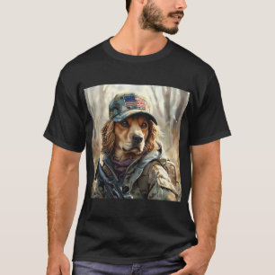 Cooler MAGA Hund mit Gun und Camouflage Niedlicher T-Shirt