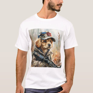 Cooler MAGA Hund mit Gun und Camouflage Niedlicher T-Shirt
