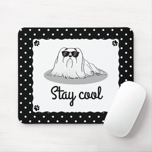 Cooler maltesischer Hund mit Sonnenbrille Niedlich Mousepad (Mit Mouse)