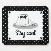Cooler maltesischer Hund mit Sonnenbrille Niedlich Mousepad (Vorne)