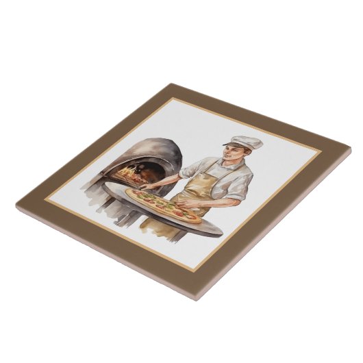 Cooler Mann backen Pizza Zuhause Business Crafting Fliese (Seite)