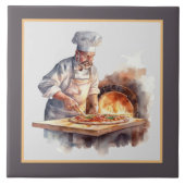 Cooler Mann, der Pizza Zuhause macht Fliese (Vorderseite)