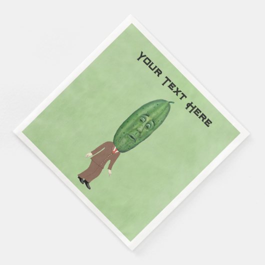 Cooler Mann im Anzug Big Green Pickle Head mit Ges Serviette (Ecke)