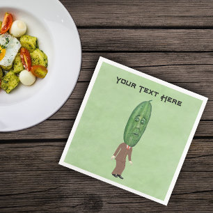 Cooler Mann im Anzug Big Green Pickle Head mit Ges Serviette