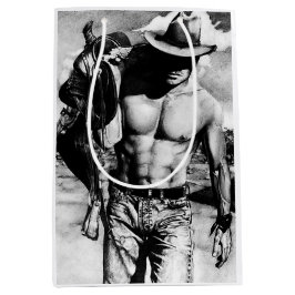 Cooler Mann Sexy Rugged Handsome Muscled Cowboy Ma Mittlere Geschenktüte
