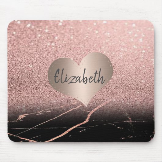 Cooler Marmor, Glitzer, Herz-Personalisiert Mousepad (Vorne)