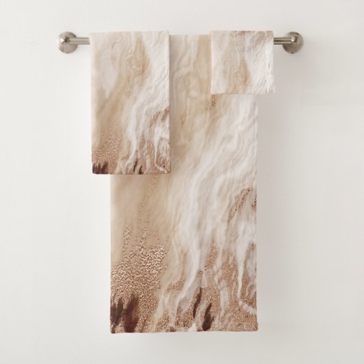 Cooler Marmor Granit Textur Braungold Badhandtuch Set (Insitu)