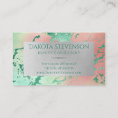 Cooler Marmor | Pastellfarbenes Lila Blaurosa Mono Visitenkarte (Rückseite)