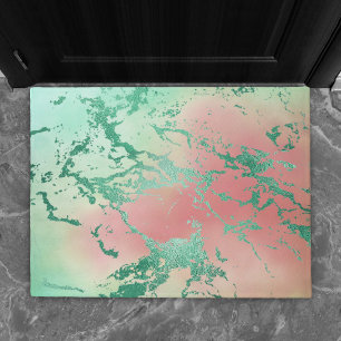 Cooler Marmor   Schöne Pastel Coral und Green Ombr Fußmatte