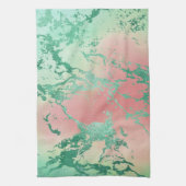 Cooler Marmor | Schöne Pastel Coral und Green Ombr Geschirrtuch (Vertikal)