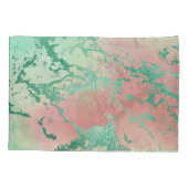 Cooler Marmor | Schöne Pastel Coral und Green Ombr Kissenbezug (Rückseite)
