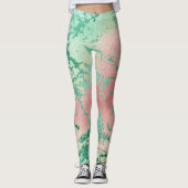 Cooler Marmor | Schöne Pastel Coral und Green Ombr Leggings (Vorderseite)