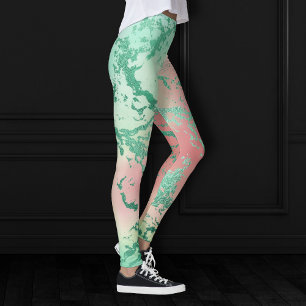 Cooler Marmor Schöne Pastel Coral und Green Ombr Leggings