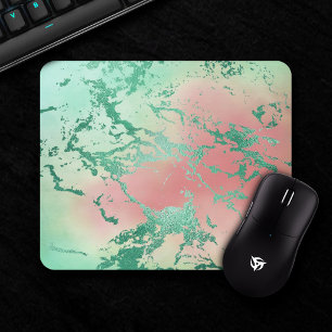 Cooler Marmor   Schöne Pastel Coral und Green Ombr Mousepad