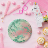 Cooler Marmor | Schöne Pastel Coral und Green Ombr Pappteller (Party)