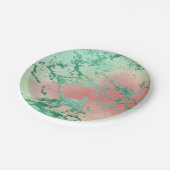 Cooler Marmor | Schöne Pastel Coral und Green Ombr Pappteller (Schrägansicht)
