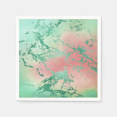 Cooler Marmor | Schöne Pastel Coral und Green Ombr Serviette (Vorderseite)