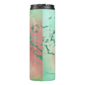 Cooler Marmor | Schöne Pastel Coral und Green Ombr Thermosbecher (Rückseite)