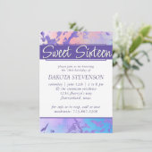 Cooler Marmor | Türkisblau Lila Ombre Sweet 16 Einladung (Stehend Vorderseite)