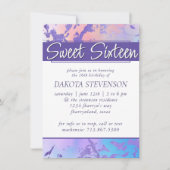 Cooler Marmor | Türkisblau Lila Ombre Sweet 16 Einladung (Vorderseite)