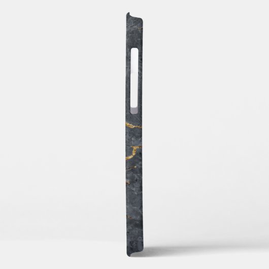 Cooler Marmorstein Textur Grau Gold Case-Mate iPhone Hülle (Rückseite / Links)