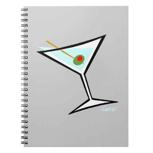 Cooler Martini mit Pimento Olivenweg Notizblock (Vorderseite)