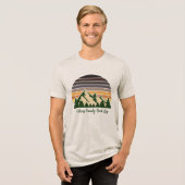 Cooler, maßgeschneiderter Reiseroutenwald Sunset Tri-Blend Shirt (Vorderseite voll)