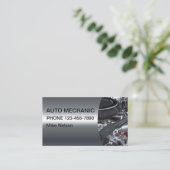 Cooler metallischer Blick-Auto-Mechaniker Visitenkarte (Stehend Vorderseite)