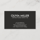 Cooler Minimal Pilates Instructor Visitenkarte (Rückseite)