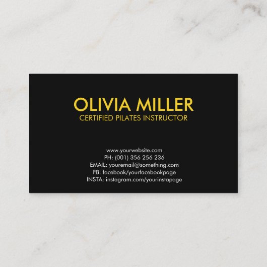 Cooler Minimal Pilates Instructor Visitenkarte (Rückseite)