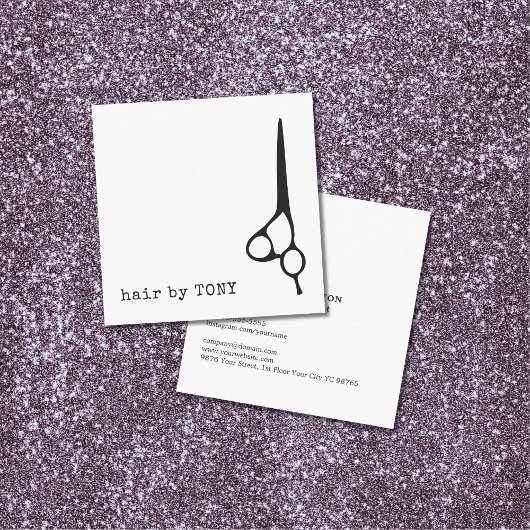 Cooler Minimaler Schwarz-weißer Haarstiel Quadratische Visitenkarte