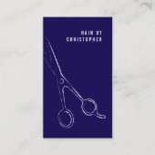 Cooler Minimalistischer Blauer Weißer Scheren Haar Visitenkarte (Vorderseite)