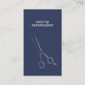 Cooler Minimalistischer Blauer Weißer Scheren Haar Visitenkarte (Vorderseite)