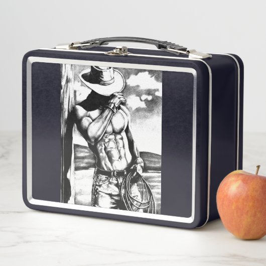 Cooler Mit Monogramm Maskuliner Western Cowboy Bla Metall Brotdose (Beispiel)