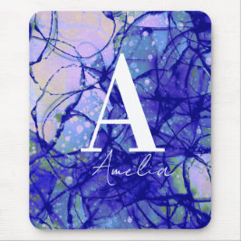 Cooler Mit Monogramm Name Abstrakt Blau Mousepad