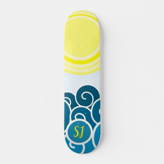 Cooler Mit Monogramm Sonnenschein mit Waves Skateb Skateboard (Vorne)