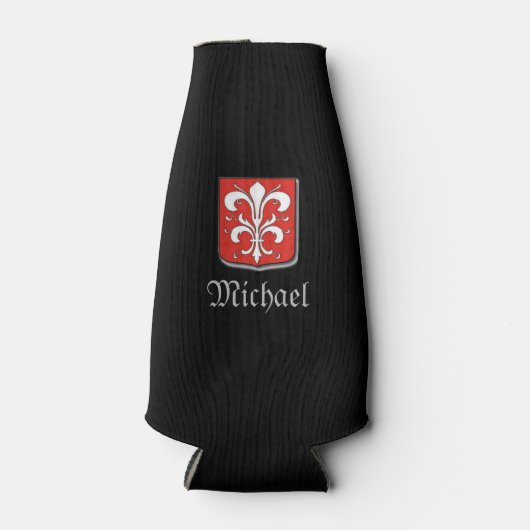 Cooler Mittelalter Schwarzer und Roter Ritterschil Flaschenkühler (Vorderseite)