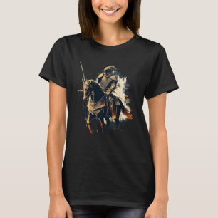 Cooler mittelalterlicher Ritter in Rüstung und Pfe T-Shirt