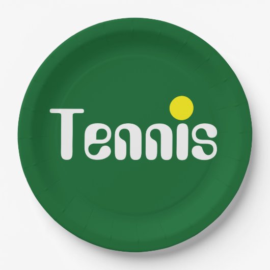 Cooler Mod-weißer TENNIS-Text auf dunkelgrün Pappteller (Vorderseite)
