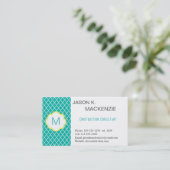 Cooler, moderner aquamariner Quartofolien-Monogram Visitenkarte (Stehend Vorderseite)